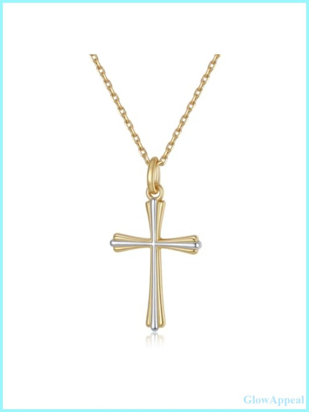 18K Gold Plated Stainless Steel Cross Necklace 16" Link Chain Pendant